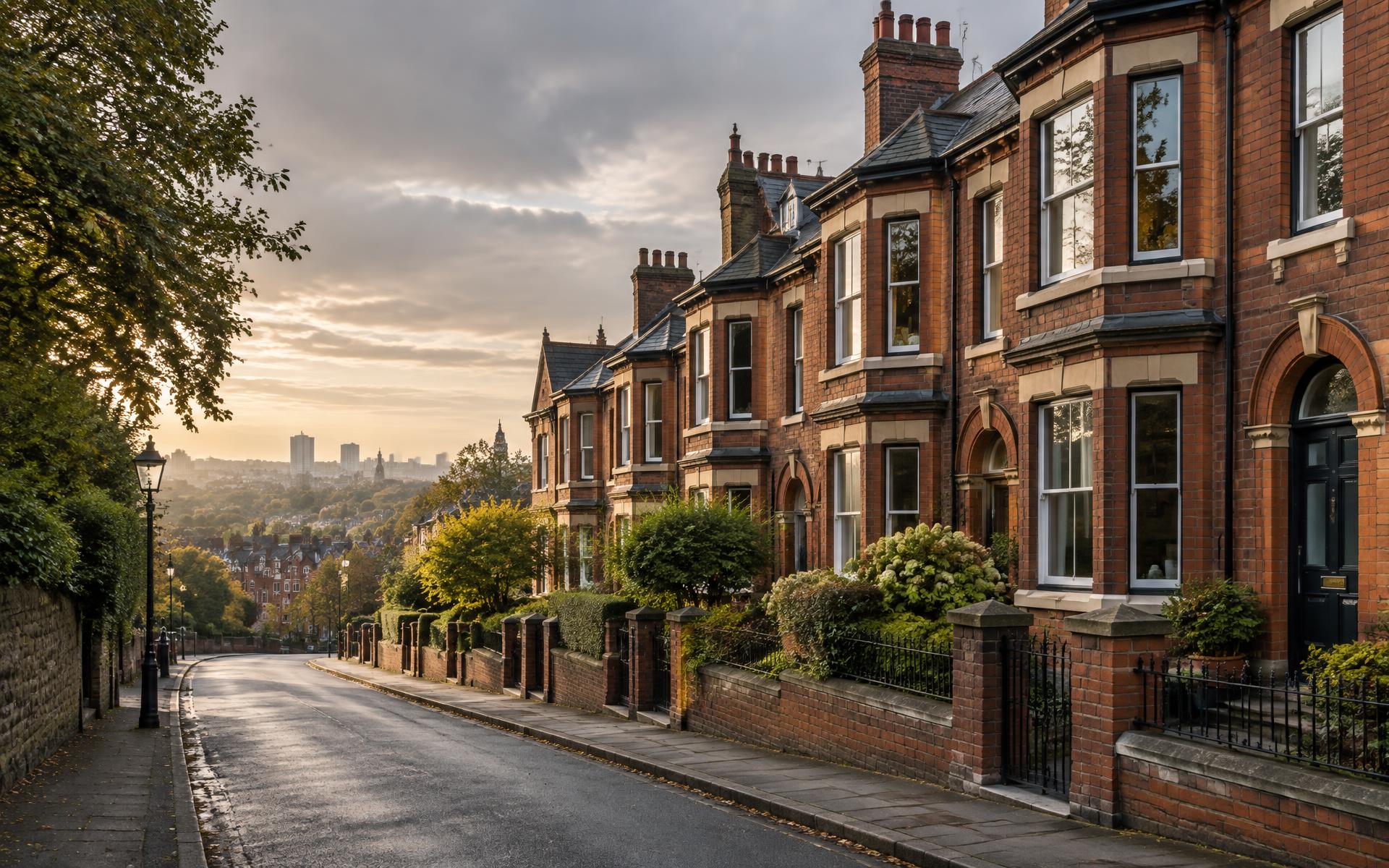 Red-brick homes overlooking Manchester
